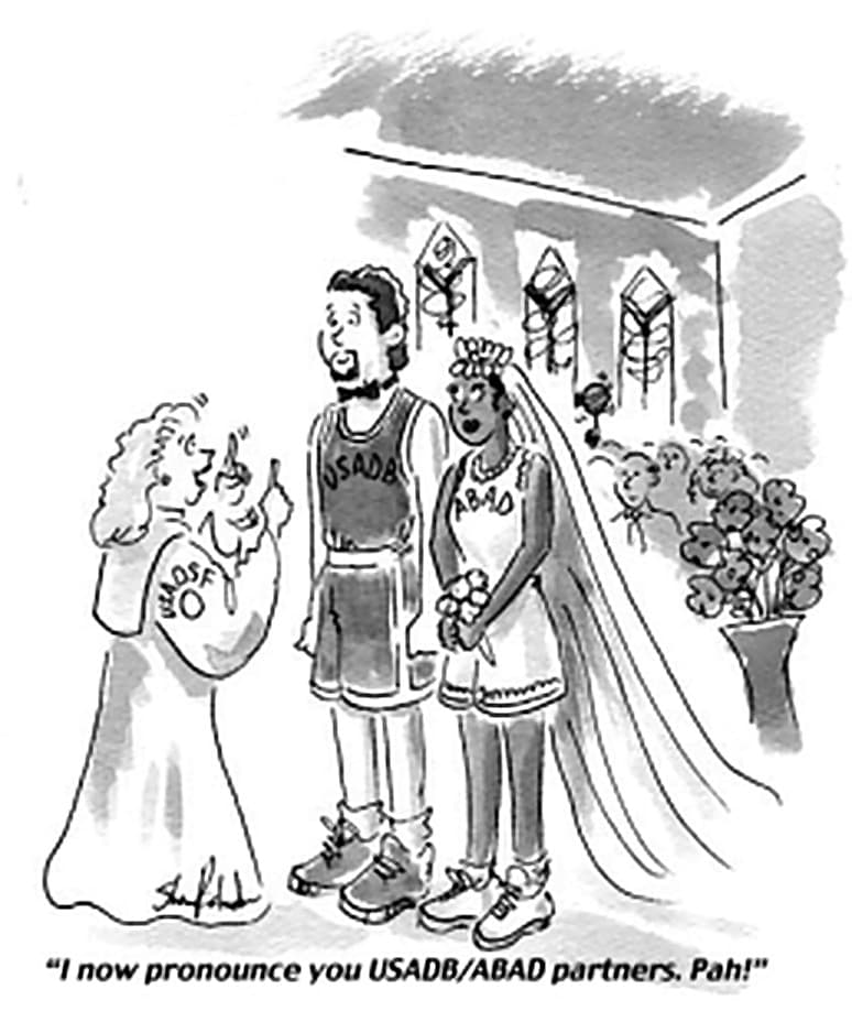 “I now pronounce you USADB/ABAD partners. Pah!”