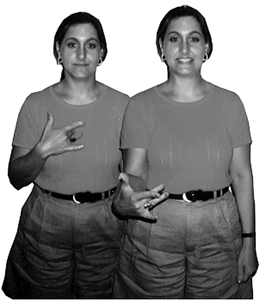 Demonstrating the ASL sign TENDED-TO (“ping”). ASL model: Tammy Giovannetti.